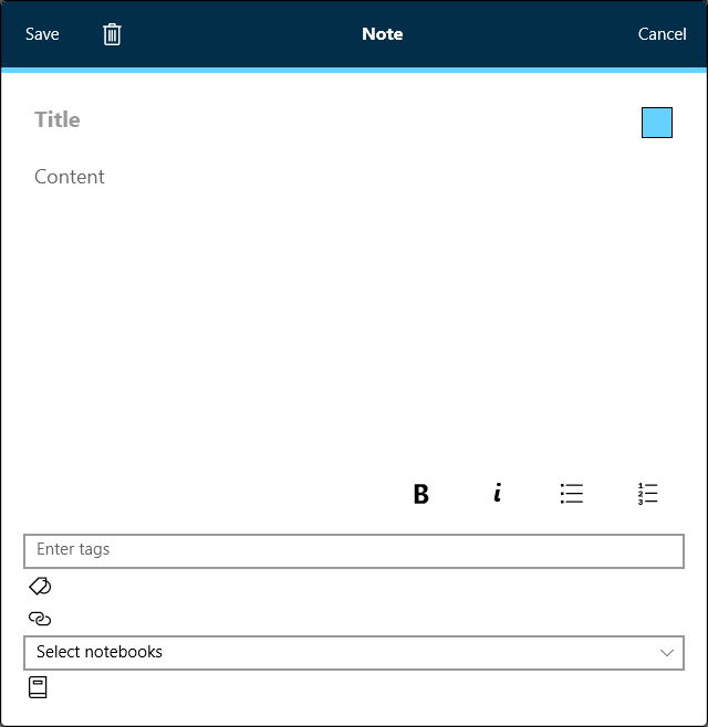 A new note without a title or content.