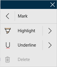 The mark submenu of the context menu